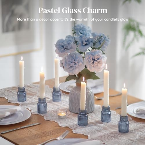 Glasseam Taper Candle Holders Bulk 20Pcs Small Candlestick for Coastal Decor