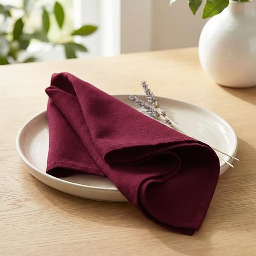 PurpleEssences Cloth Dinner Napkins 18x18 in Set of 12 - Burgundy