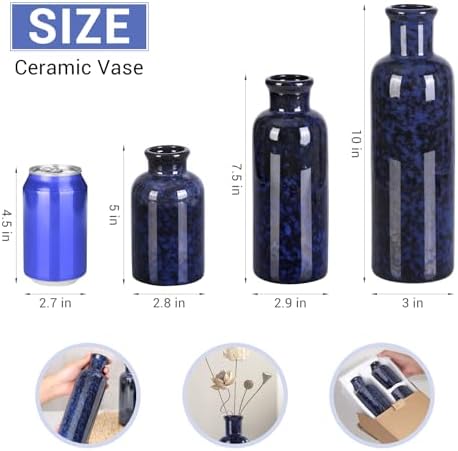 Small Ceramic Vase / Blue / Set of 3