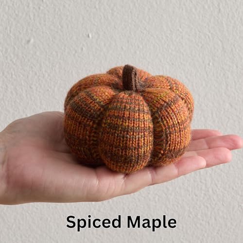 Set of 3 Cozy Mini Knit Pumpkins, Green Gold (Spiced Maple Multi-Size Set)