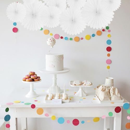 20 Pcs White Hanging Paper Fan, Hanging Honeycomb Round Paper Fans for Weddings, Birthdays, Christmas, Baby Showers, Classroom, Events Ceiling Party Supplies Decorations
