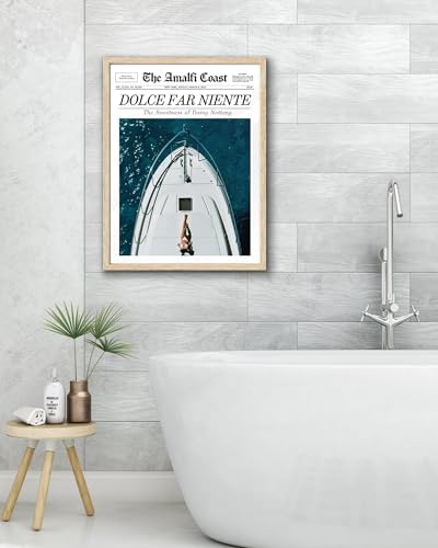EcoHest 16x20 in Dolce Far Niente Newspaper Framed Wall Art