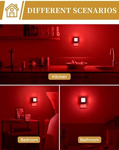 DORESshop Red Night Light [2 Pack],Night Lights Plug Into Wall,Light Sensor