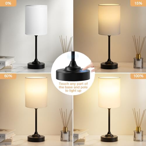 Fenmzee Small Bedside Lamp for Bedroom - 3-Way Dimmable Touch Table Lamp