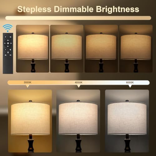 BOBOMOMO 62" Rustic Farmhouse Floor Lamp Dark Brown with Remote & Dimmable 9W Bulb, 3 Color Temperatures Resin Standing
