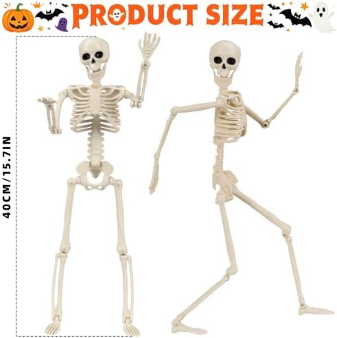 5PCS 16in Posable Skeleton Halloween Decorations,Mini Skeletons for Yard