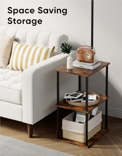 Floor Lamp with Table 2-Pack, Nightstands End Side Table for Living Room