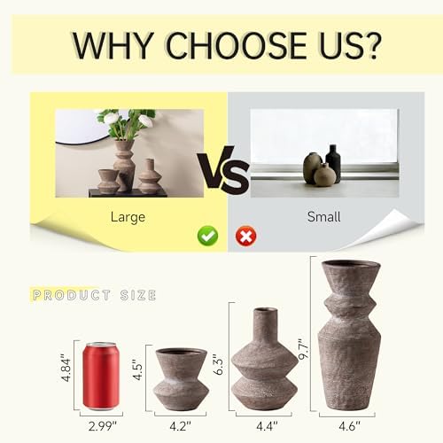 Ceramic Vase Home Table Decor / Brown / Set of 3