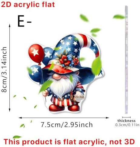 6 Pcs 4th of July Hanging Ornaments 2D Acrylic Independence Day Tree Decorations Cute Cartoon Animal Hanging Tree Ornament with Ropes 250th Anniversary Hanging Pendant for Holiday Party Supplies