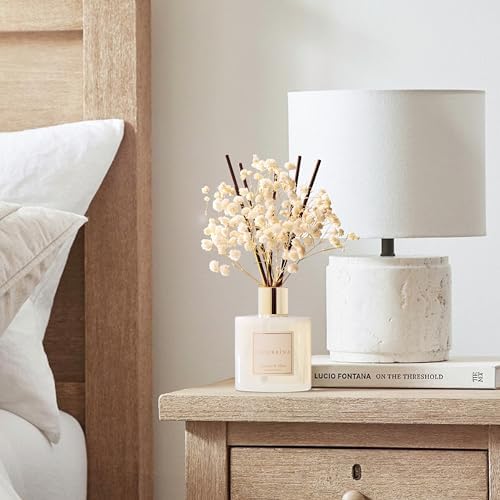COCORRÍNA Reed Diffuser - Jasmine & Mint 6.7 Fl.oz Reed Diffuser Set with Sticks & Preserved Baby's Breath, Reed