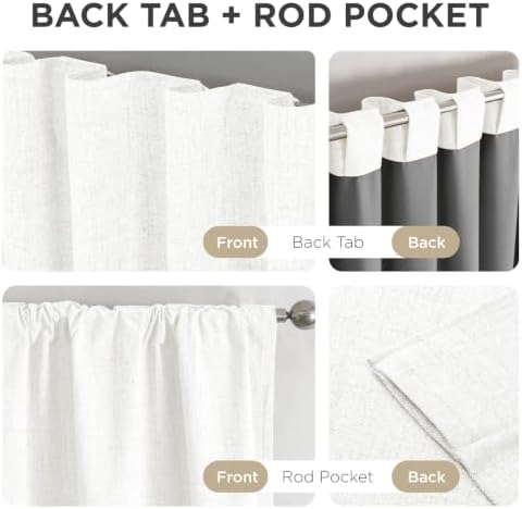 Joydeco Blackout Curtains for Bedroom - 100% Light Blocking 2 Panels Set Ivory Drapes 42" W x 96" L, Thermal Insulated