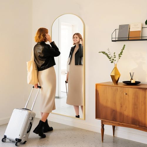 DUMOS Arched Mirror Full Length Floor, 56x15 Inch Full Body Standing Mirror