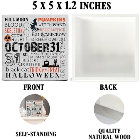 Halloween Decorations, October 31 Wooden Sign Decor Desk Sign
