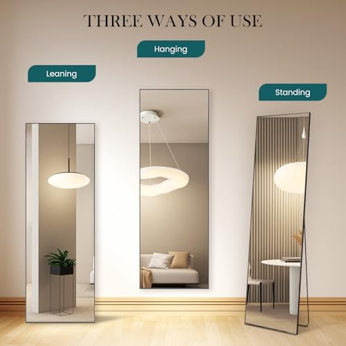 Full Length Floor Mirror, 15.75"x59" Body Wall Mirror with Stand