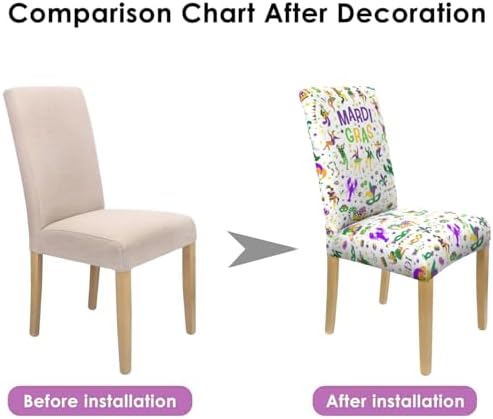Mardi Gras Chair Covers Set of 4,Carnival Dionysia Chairs Slipcover for Dining Room, Removable Washable Breathable Cover in the Kitchen Restaurant Holiday Decor