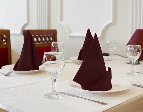 Utopia Kitchen Cotton Blend Burgundy Cloth Napkins [12 Pack, 18x18 Inch]