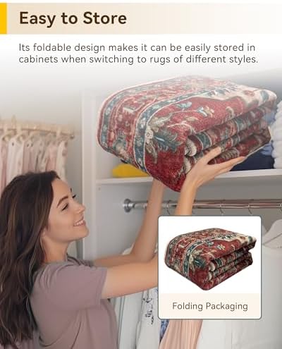 RELEANY Washable Area Rug, Small 2'6"x4', Red/Blue
