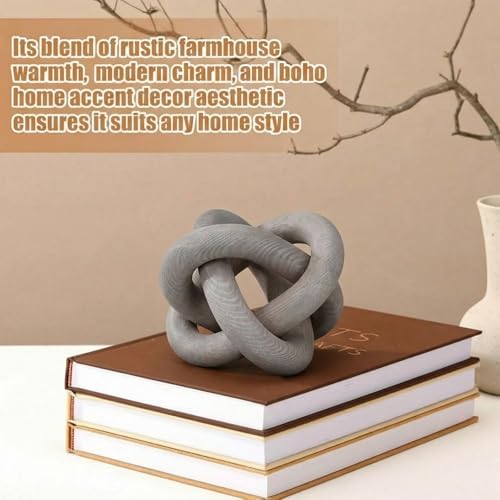 Yalikop 3 Link Wood Knot Decor Rustic Table Shelf Accents, Gray