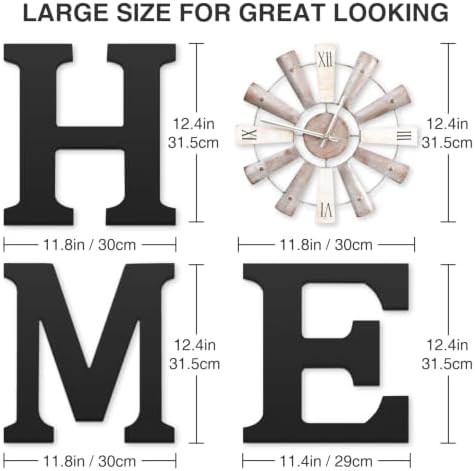 Farmhouse Home Signs with Windmill Clock Wall Decor Rustic Home Letters Wall Art for Living Room Kitchen Entryway