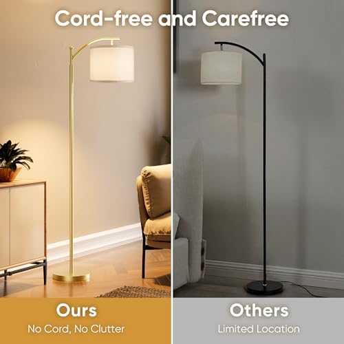 Battery Operated Floor Lamp, RGB Dimmable Cordless Standing Lamp with Remote Control for Living Room, Tall Floor Lamp