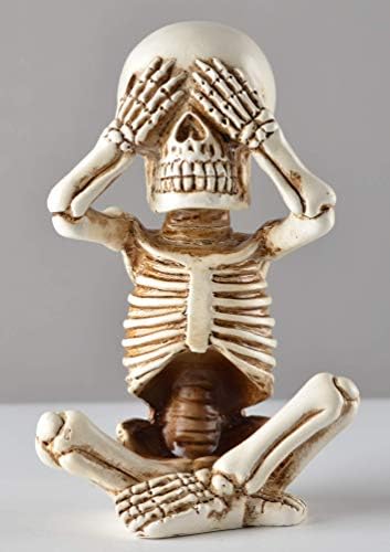 JORAE Skeletons Statue Hear See Speak No Evil Halloween Skull Decor 4.8 "H