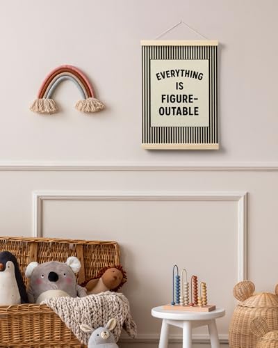 FGFK Everything Is Figureoutable Positive Affirmations Wall Art Poster Hanger Frame, Retro Black Inspirational Canvas