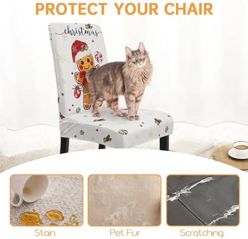 Christmas Chair Covers Set of 4 Gingerbread Winter Parsons Chair Slipcovers