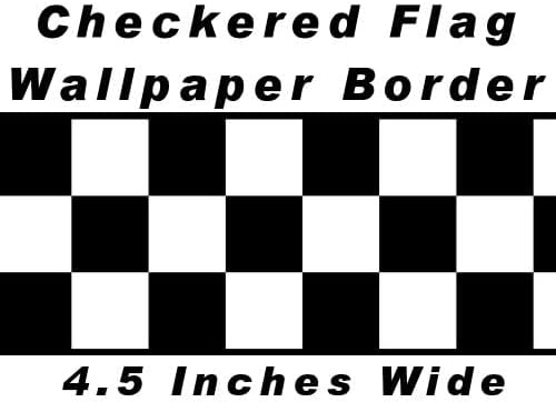 Checkered Flag Cars Wallpaper Border / Black / 4.5 Inch