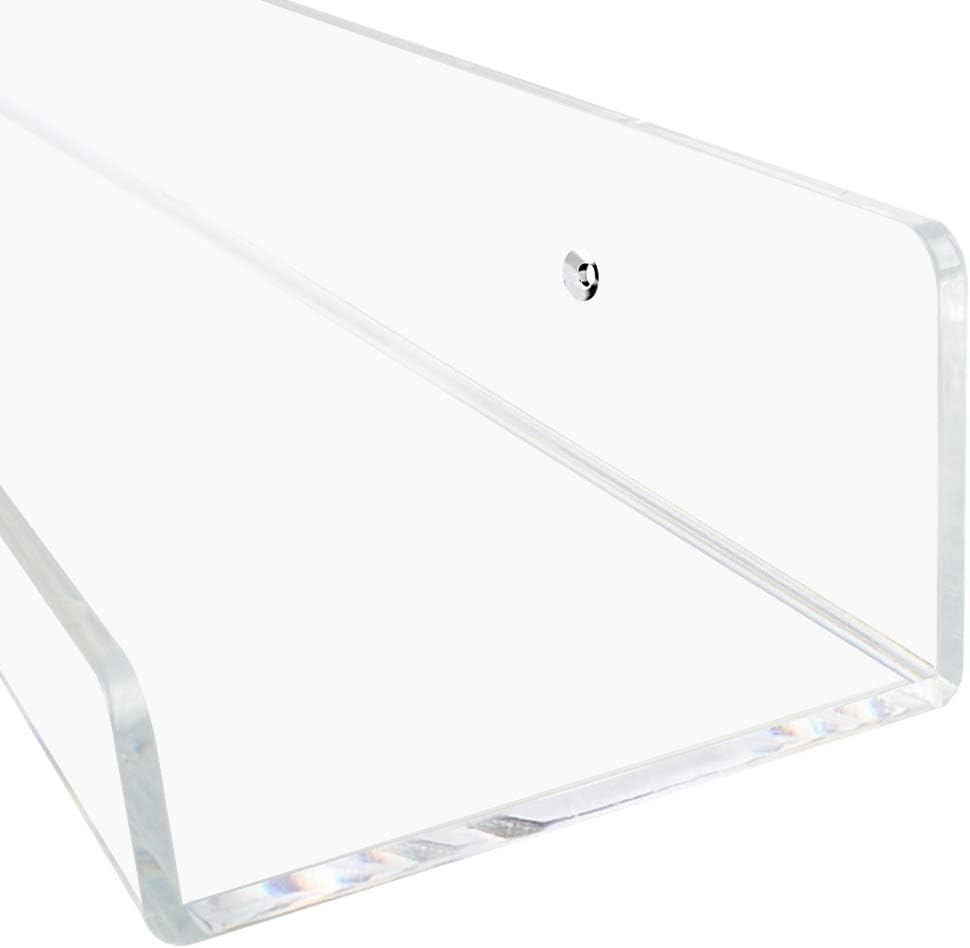 Weiai Clear Acrylic Shelves 15" Floating Wall Mount Ledge Display Bookshelf 4Pack