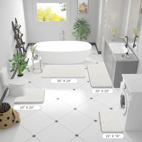OLANLY Large Bathroom Rugs 40x32, Extra Soft Absorbent Chenille Bath Rugs
