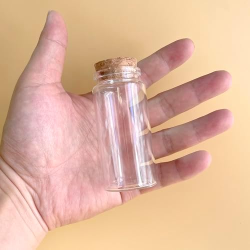 4 pcs 60ml Small Glass Bottles with Cork Stopper,Decorative Bottle,Vials Jars,Cute Storage Jar,Wishing Bottle 37x80mm(1.46x3.15inch)