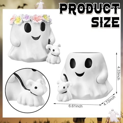 Chunful 2 Pcs Halloween Ghost Vase Ghost Walking Dog Table Decor