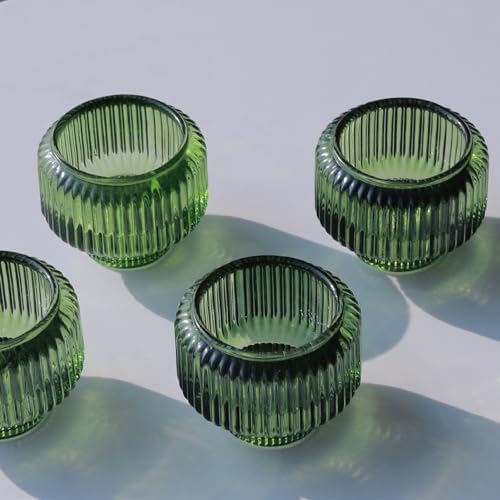 Woho Green Candlestick Holders Set of 4, Taper Candle Holders for Christmas