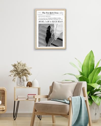 EcoHest Small 8x10 in Mom I Am a Rich Man Newspaper Framed Wall Art