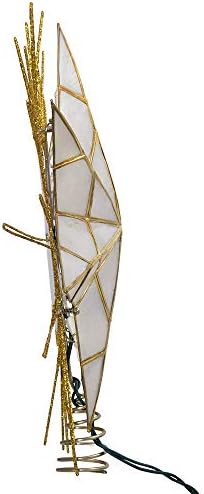 Kurt Adler 12" 7-Point Natural Capiz Lighted Tree Topper | Christmas Tree Star Topper | Gold Tree Topper Star with Lights | Light Up Star Christmas Tree Topper w/Wire Rays Accent (12 Inches, Gold)