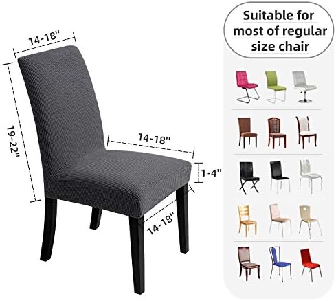 Chair Covers for Dining Room - Stretch Chair Slipcovers for Decorative Seat Protector Armless Removable Washable Elastic Dinner Universal Spandex Solid Chair Slip Covers Set(Dark Grey,4)