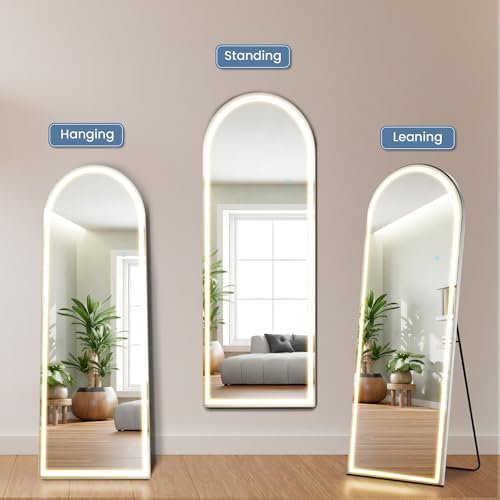 DUMOS Arched LED Mirror Full Length Standing, 63"x20" Full Body Wall Mirror