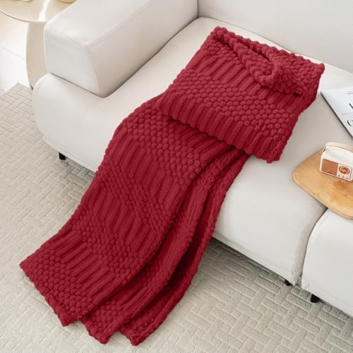 Red Throw Blanket - Soft & Fluffy Fleece, Cute & Aesthetic, Perfect for Sofa, Couch, Chair, Bed, Living Room & Bedroom