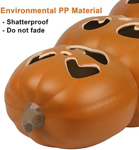 17" Halloween Pumpkin Lantern - Light Up Pumpkins with Unique 3 Tiers Design - Lightened Large Pumpkin with Waterproof ETL Certified Cord Plug and 2 Safety Fuse - 17 Inch