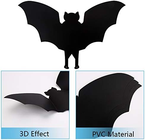 CCINEE Halloween Bat Decoration,Large Hanging Bat Wall Decal Window Door Entryway Sticker for Party Favor Supply,24PCS