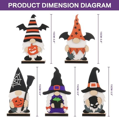 SY Super Bang 5PCS Halloween Gnome Decorations for Indoor Home Table Decor