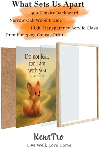 KensTro 12x16 Oak Framed Christian Nursery Wall Art, Isaiah 41:10