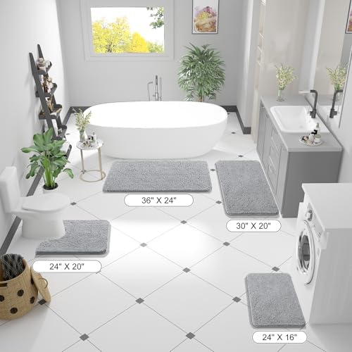 OLANLY Bathroom Runner Rugs 44x24, Extra Soft Absorbent Chenille Bath Rugs