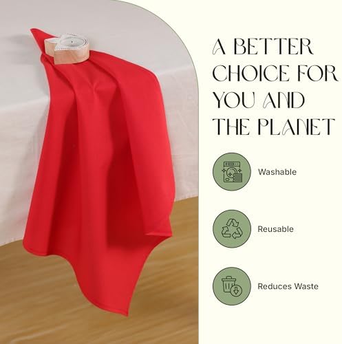 Cloth Napkins Set of 12, 100% Cotton Dinner Napkins for Thanksgiving, Christmas & Fall Entertaining, Washable Reusable Table Linens for Wedding & Everyday Use, 18 x 18 Inch, Red