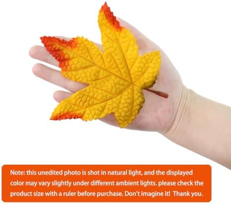 100 Pcs Artificial Maple Leaves Bulk (Medium-Leaf 4-Color Assorted)