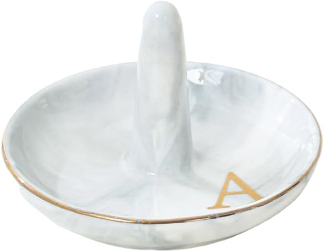 Personalised Marble Letter Ring Dish Holder / A