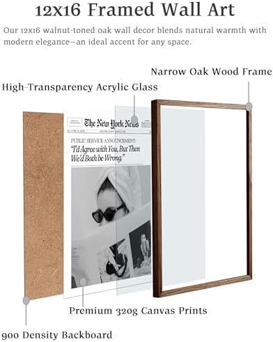 EcoHest 12x16 in Cool Girl Newspaper Framed Wall Art for Bedroom