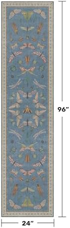 Hazo Haus Blue Boho Hallway Runner Rug 2x8, Washable Non Slip Rug with Rubber Backing for Bathroom, Kitchen & Laundry