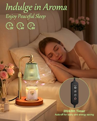Candle Warmer Lamp with Timer, Birthday Gifts for Women,Green