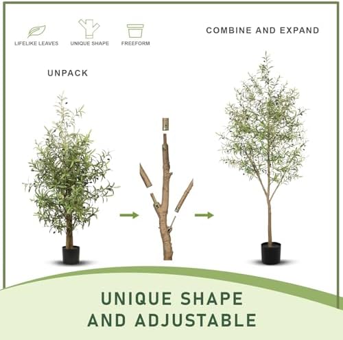 LYERSE 8ft Olive Tree with Lifelike Branches, Realistic Leaves